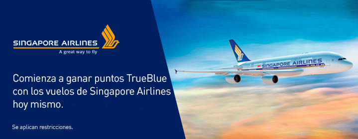 Singapore Airlines - Start earning TrueBlue points on Singapore Airlines flights today.